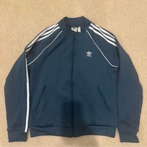 Adidas Dark Blue Track Jacket with White Accents